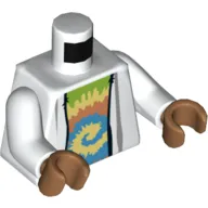 Torso Robe with Tie Dyed Shirt Print, White Arms, Medium Nougat Hands