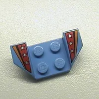 Mudguard 2 x 4 with 2 x 2 Studs and Flared Wings, Orange Stripe & Red Fade with 3 Silver Stars Print [4595/4591]