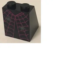 Slope 65° 2 x 2 x 2 with Bottom Tube and Dress with Magenta Spider Web and 2 Dark Bluish Gray Spiders Pattern