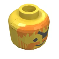 Minifig Head Pirate, Beard Vertical Lines with Messy Hair, Moustache Red-Brown, Eyepatch Print