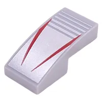 Slope Curved 2 x 1 No Studs with Red Stripes on Silver Striped Background print