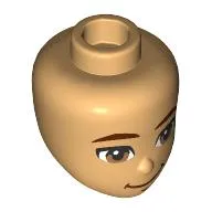 Minidoll Head, Dark Red Eyebrows, Brown Eyes, Lopsided Smile