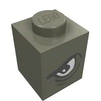 Brick 1 x 1 with Angry Eye Right / Sad Eye Left Print
