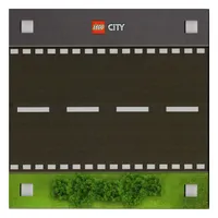 Baseplate with 4 Square Corner Holes and Road Straight with Grass / Road Straight with Dust (Dirt) Marks Print