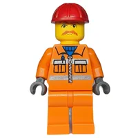 Train Worker - Orange Safety Vest, Orange Legs, Red Helmet
