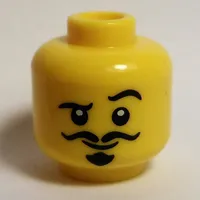 Minifig Head, Moustache, Goatee, Raised Left Eyebrow, Smile Print
