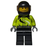 Racer, Lime and Black Jumpsuit, Black Helmet with Visor