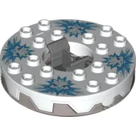 Turntable 6 x 6 Round Flat Silver Base Serrated with White Faces on Blue Print (Ninjago Spinner)