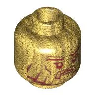 Minifig Head Temple Statue, Dual Sided, Beard with Stylized Face / Realistic Face Print [Blocked Open Stud]