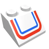 Slope 45° 2 x 2 with Red/Blue U-shaped Stripe Print