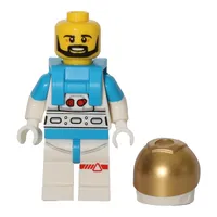 Astronaut, Male, White Suit, Gold Visor, Beard