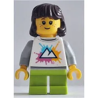 Girl, White Torso, Short Lime Legs, Dark Brown Hair