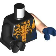 Torso, Odd Arms and Hands, Left Light Nougat Arm and Dark Blue Hand, Right Black Arm and Hand with print