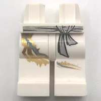 Hips and White Legs with Gray Belt and Black Markings and Gold Dragon Tail Print