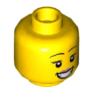 Minifig Head Poppy Starr, Pink Lips and Beauty Mark, Eyebrows, Smile / Closed Eyes Print