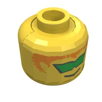 Minifig Head Aquanaut, Glasses with Green Lenses, Brown Hair Print [Blocked Open Stud]