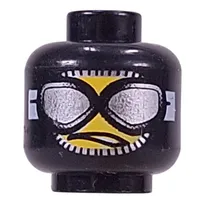 Minifig Head, Balaclava with Silver Goggles, Downturned Partly Opened Mouth Print