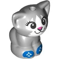 Animal, Cat, Kitten Sitting with White Face, Dark Pink Nose, Blue Socks print