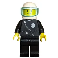 Policeman, Black Jacket with Zipper and Badge, White Helmet with Visor (3626a Head)