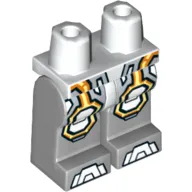 Hips and Light Bluish Gray Legs with Gray Armor and Orange and Yellow Circuitry, Gray Hexagonal Knee Pads and Gray Boots Print