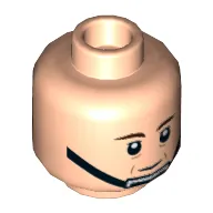 Minifig Head Captain Antilles, Dark Brown Eyebrows, Black Chin Strap Print