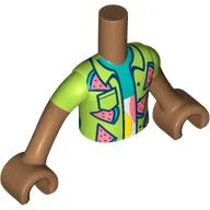 Minidoll Torso Boy with Lime Shirt with Water Melon Slices, Dark Turquoise/White Shirt print, Medium Nougat Arms and Hands