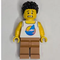 Man, White Vest, Medium Nougat Legs, Black Hair