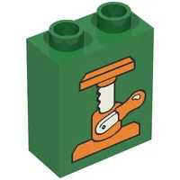 Duplo Brick 1 x 2 x 2 with Car Jack Print