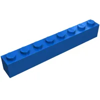 Brick 1 x 8 without Bottom Tubes with Cross Side Supports