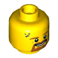 Minifig Head Bill, Brown Eyebrows, Beard, Moustache, Gray Spot / Marking on Temple