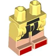 Hips with Bright Light Yellow Legs and Light Nougat Boots Pattern with Fur Coat, Black Dress, Red Shoes print