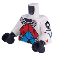 Torso, Pilot Suit, Light Bluish Grey Straps, Dark Azure/Red Armor, Dark Bluish grey Backpack with Indicators print, White Arms, Black Hands