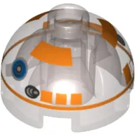 Brick Round 2 x 2 Dome Top, Hollow Stud with Orange Astromech Droid Print (R3-A2)