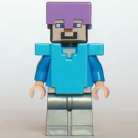 Steve in Medium Lavender Helmet, Medium Azure Armor, and Flat Silver Legs
