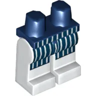 Hips and White Legs with Dark Blue Apron with White Stripes Print