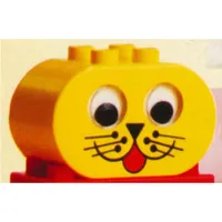 Duplo Brick 2 x 4 x 2 Rounded Ends and Rattling Eyes with Animal Face with Whiskers Print