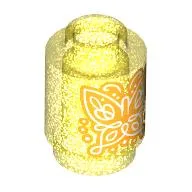 Brick Round 1 x 1 Open Stud with Orange Butterfly Print