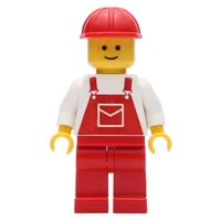 Man, Red Overalls, Red Hard Hat (3626a Head)