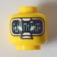 Minifig Head Lloyd, Reddish Brown Eyebrows, Green Eyes and Grin / HUD with Medium Azure Highlights Print