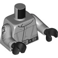 Torso, AT-ST Pilot Uniform, Black Belt, Silver Belt Buckle, Empire Symbol on Arm print, Light Bluish Gray Arms, Black Hands