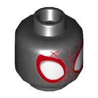 Minifig Head Spider-Man (Miles Morales), Large White Eyes, Red Web Print