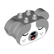 Duplo Brick 2 x 4 x 2 Rounded Ends with Floppy Ears and Dog Face with Closed Eyes Print