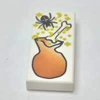 Tile 1 x 2 with Spider and Bag Print