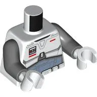 Torso, Imperial Commando Armor, Sand Blue Armor, Utility Belt, Red Markings print, Dark Bluish Gray Arms, White Hands