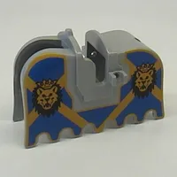 Animal / Creature Accessory, Horse Barding with Lion Heads and Blue and Yellow Print