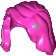 Hair Mid-Length with Part over Front of Right Shoulder and Silver Star Print