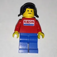Woman, Red Torso with Exxon Logo, Blue Legs, Black Hair