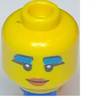 Minifig Head, Eyebrows, Eyelashes with Thick Dark Azure Mascara, Smile and Dark Orange Lips Print [Hollow Stud]