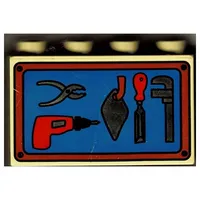 Duplo Brick 2 x 4 x 2 with Tools on Blue Background Print