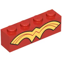 Brick 1 x 4 with Gold Wonder Woman Logo Print